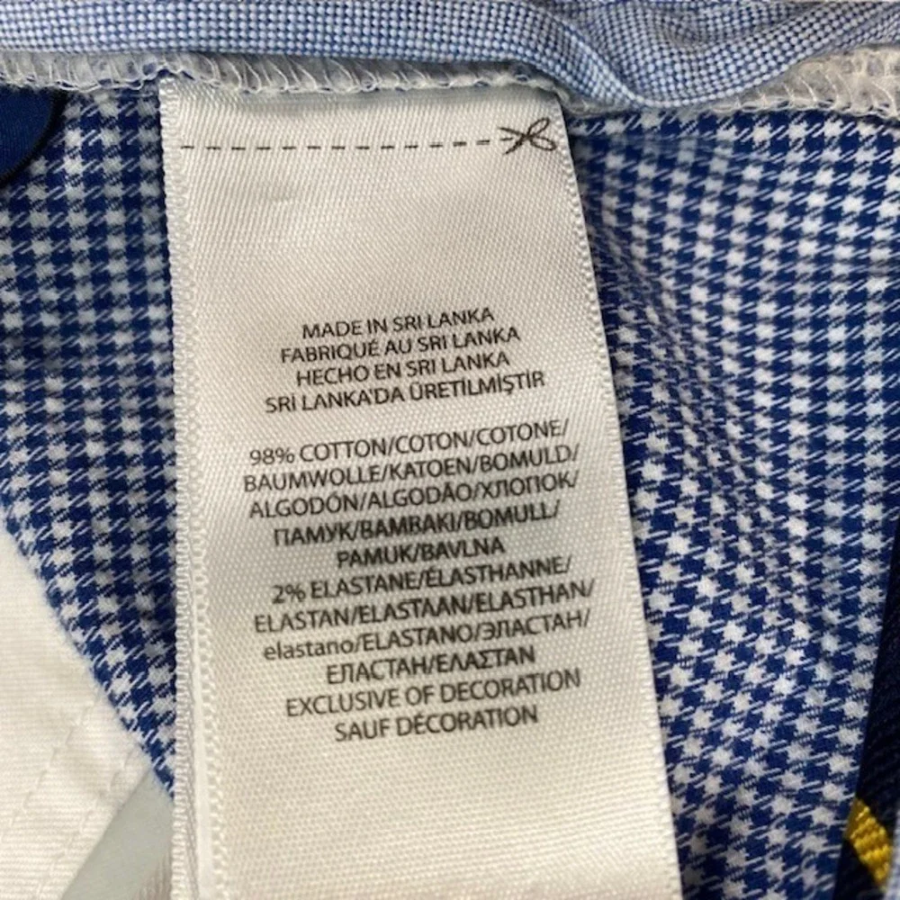 Polo Ralph‎ Lauren Mens 36 Blue White Houndstooth Stretch Classic Fit Shorts